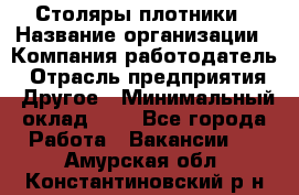 Столяры-плотники › Название организации ­ Компания-работодатель › Отрасль предприятия ­ Другое › Минимальный оклад ­ 1 - Все города Работа » Вакансии   . Амурская обл.,Константиновский р-н